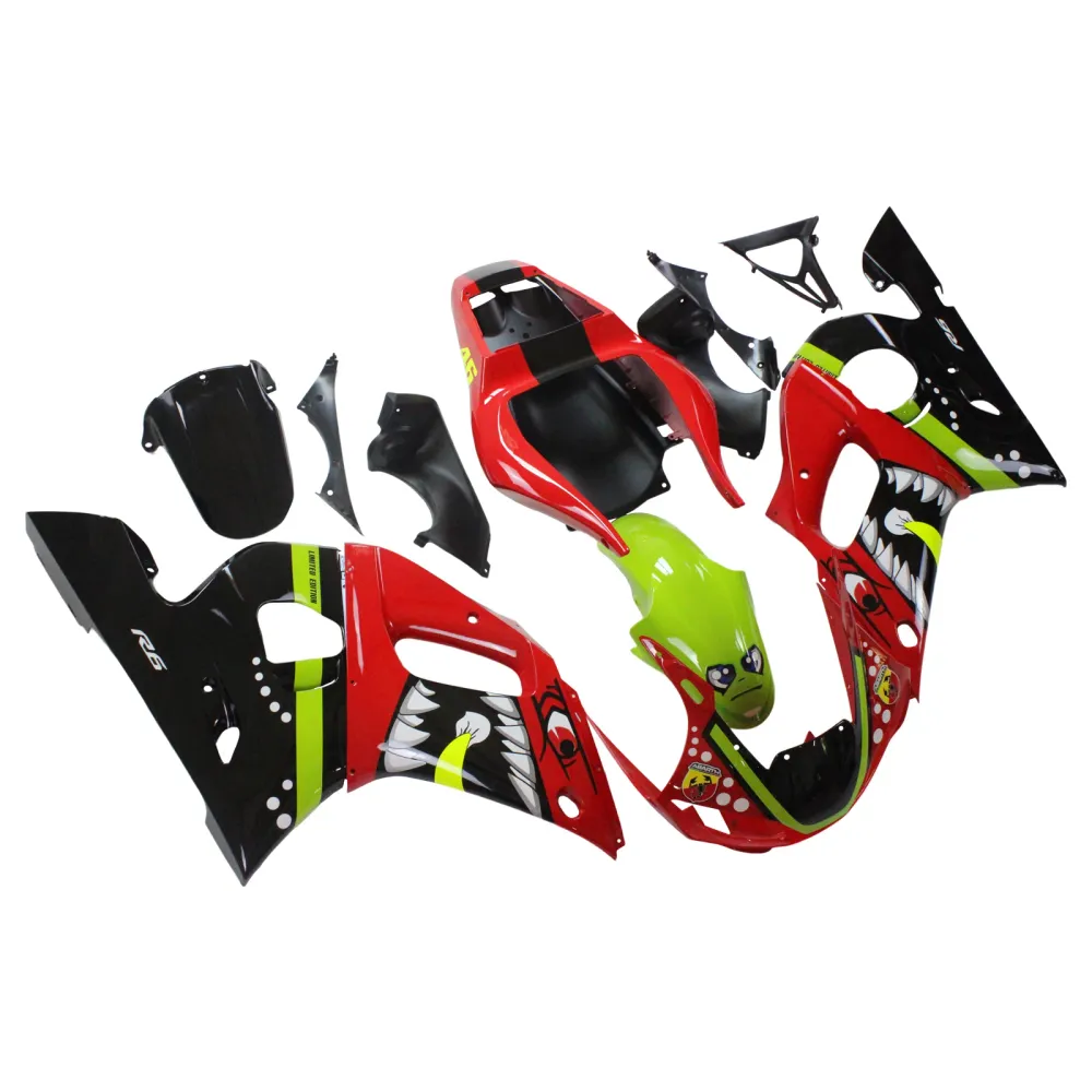 1998-2002 YAMAHA YZF 600 R6 Injektionsmässa Kit Kroppsarbete Plast ABS #131 Amotopart