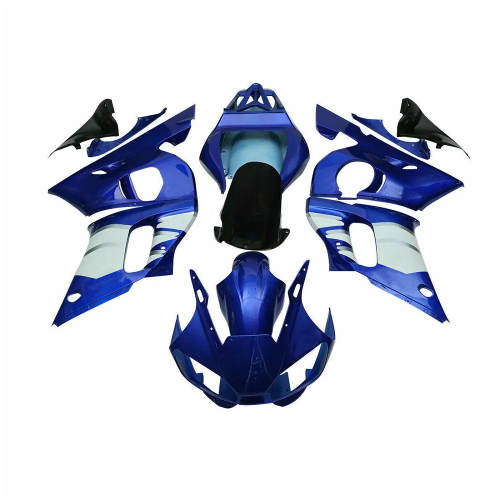 1998-2002 Yamaha YZF R6 Ny blå vit ABS-plastfyllande karosseri #18 Amotopart