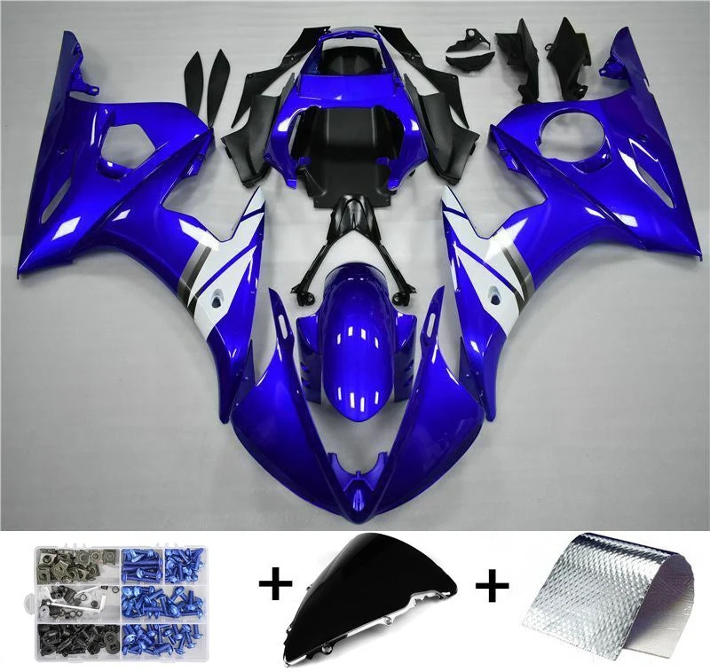 2003-2004 Yamaha YZF R6 Fairing Blue White Kit Amotopart