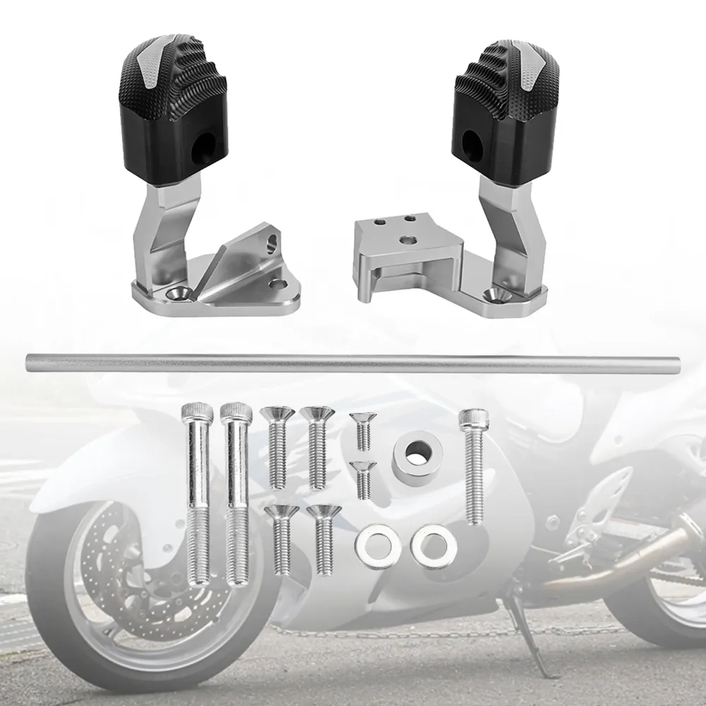 Protector Engine Crash Bund Pad Slider Silver för Suzuki GSXR1300 Hayabusa 21-23 Amotopart