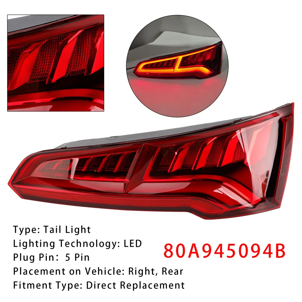 Audi Q5 MK2 PRE-FACELIFT 2017-2020 Höger baklykta bakljus LED 5 PIN 80A945094B