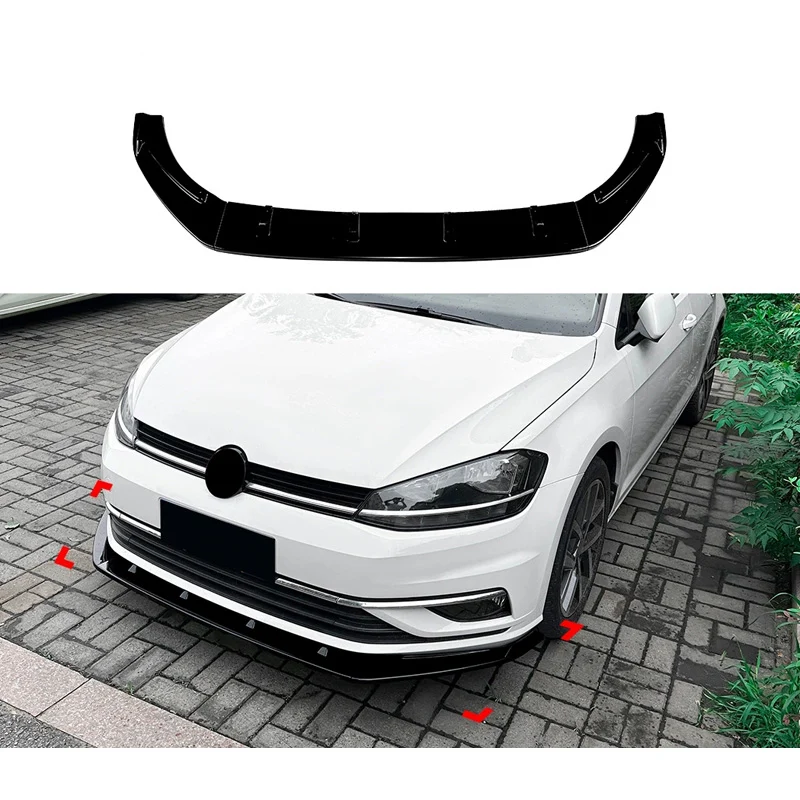 AutoStyle Front spoiler lip suitable Volkswagen Golf VII (7.5) 2017-2019 excl. GTi/GTD/R/R-Line (Glossy Black ABS)