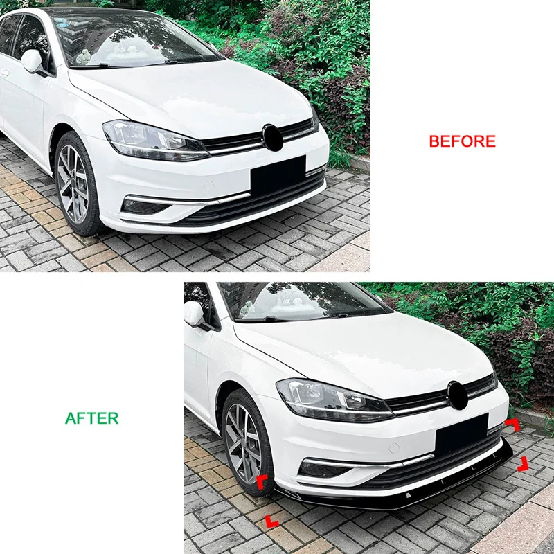 AutoStyle Front spoiler lip suitable Volkswagen Golf VII (7.5) 2017-2019 excl. GTi/GTD/R/R-Line (Glossy Black ABS)