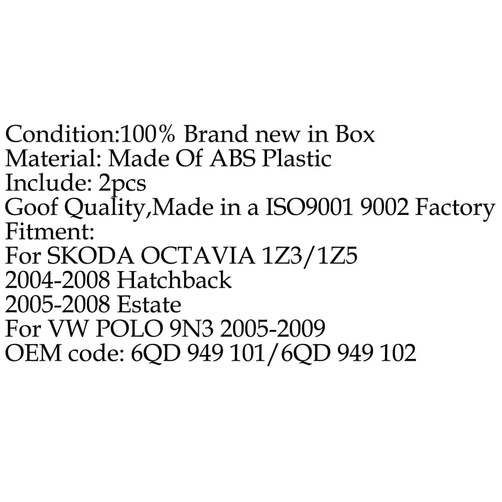 Bilparindikatorspegel sidolampobjektiv för VW Polo 2005-2009 Skoda Octavia Generic