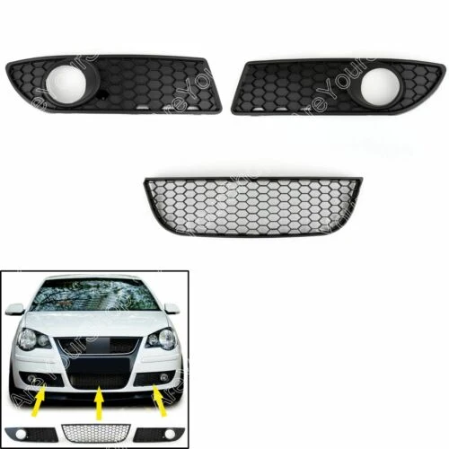 Black Center Polo GTI Front VW Lower 9N3 Grille Bumper Grill 2005-2009 Fog Generic