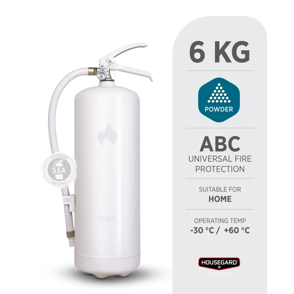 Brandsläckare,Design Housegard, 6 kg pulver PE6HRA, Vit