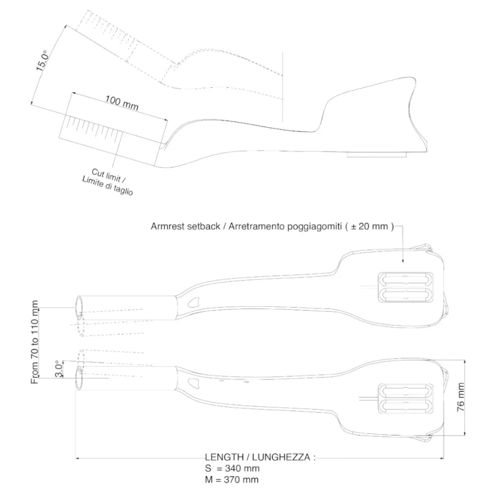 DEDA JET TWO CARBON styrförlängningar Storlek S