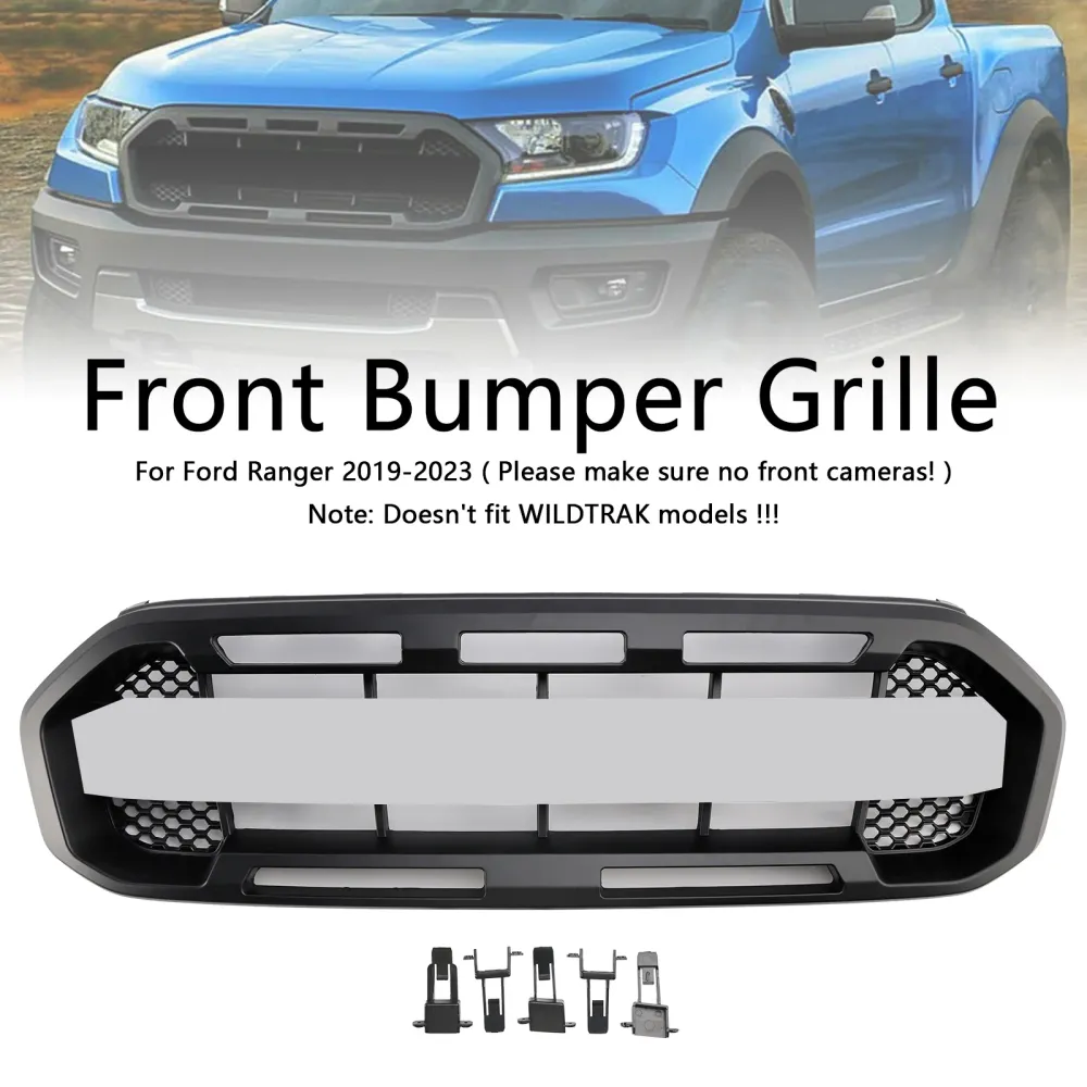 Ford Ranger 2019-2023 Raptor Style främre stötfångargrill Svart