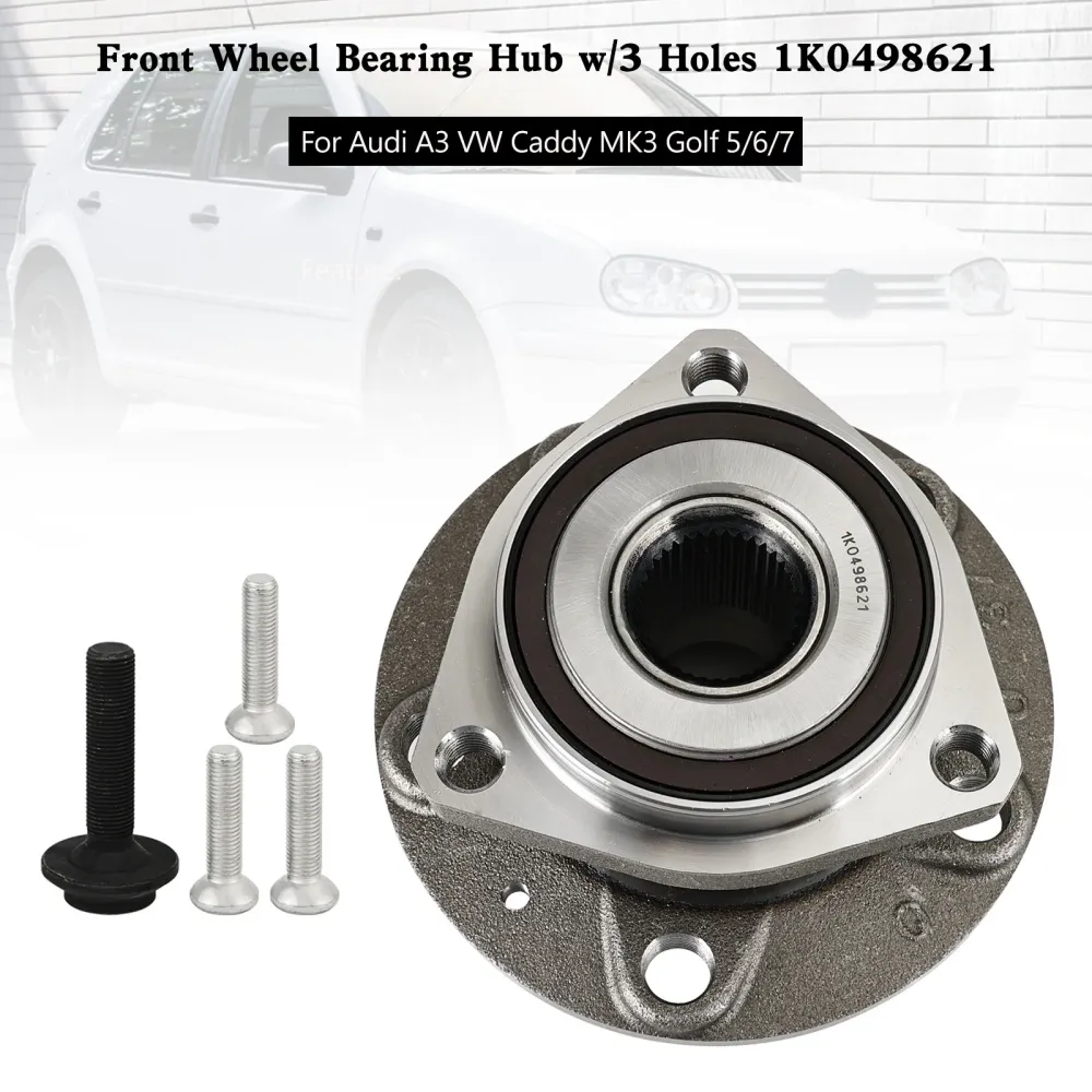 Framhjulslagret nav med 3 hål 1k0498621 för Audi A3 VW Caddy Mk3 Golf 5/6/7