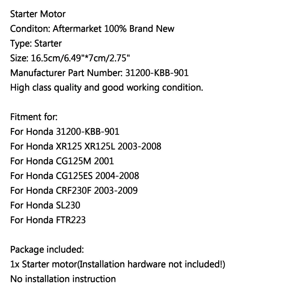 Honda SL230 FTR223 Motor Starter 31200-KB-901