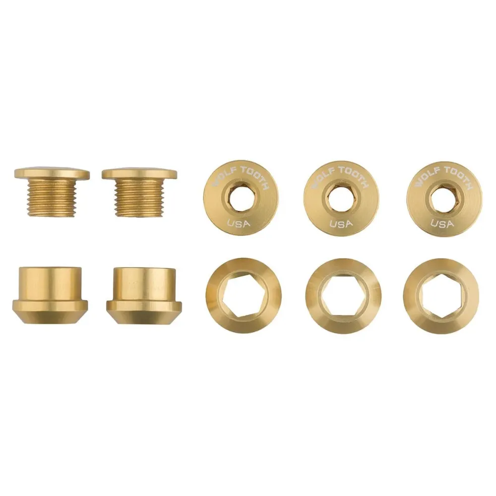 5 M8x6 mm WOLF TOOTH 1X Gold vevpartiets bult- och låsmuttersats