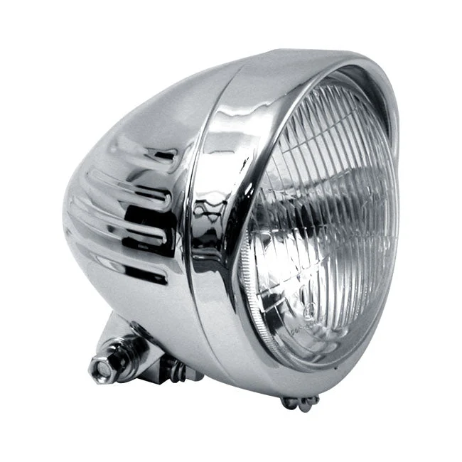 MCS 5-3/4" Strålkastare Ribbad Bullet med Visir Krom