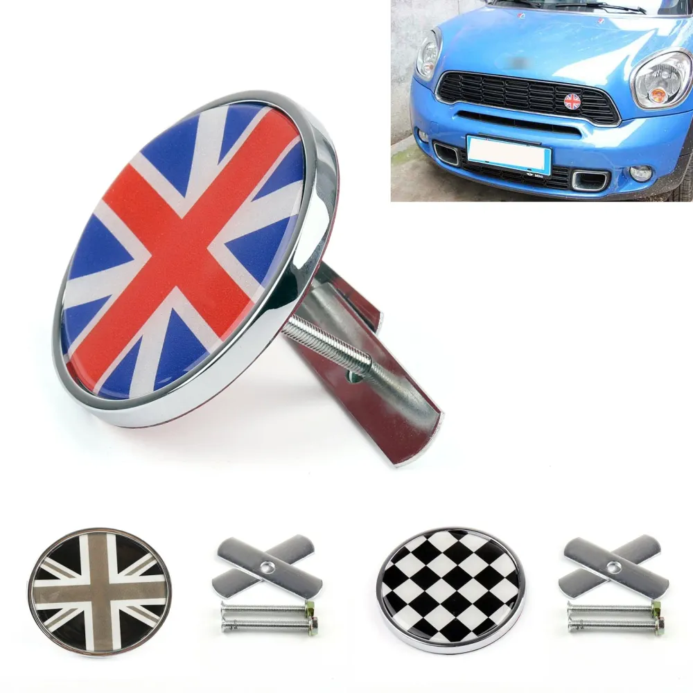 Metal Front Grill Badge w/ Holder Mini Cooper R50 R55 R56 R57 R58 R60 Generic