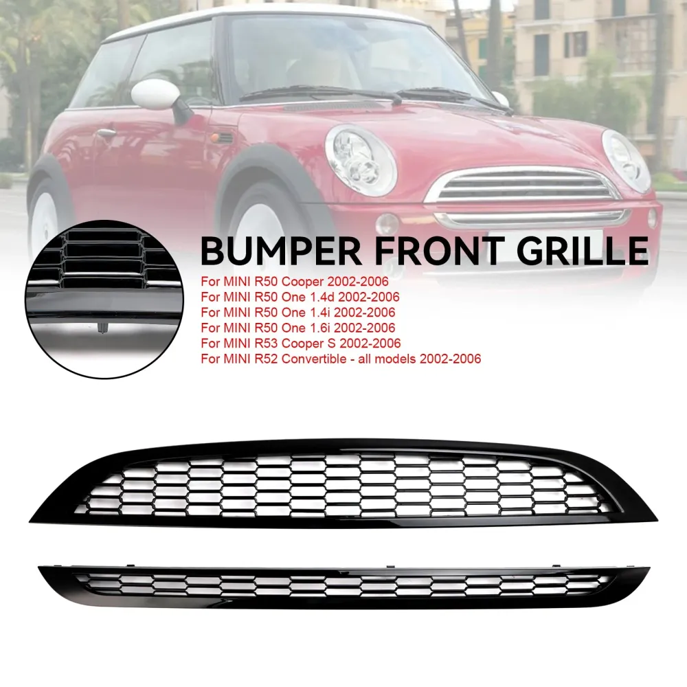 Mini Cooper R50 R52 R53 2002-2006 2st honungskaka mesh frontgrill
