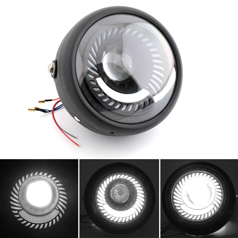 6.5 '' Motorcykel Universal Blue/White LED -strålkastare för Cafe Racer Custom Generic