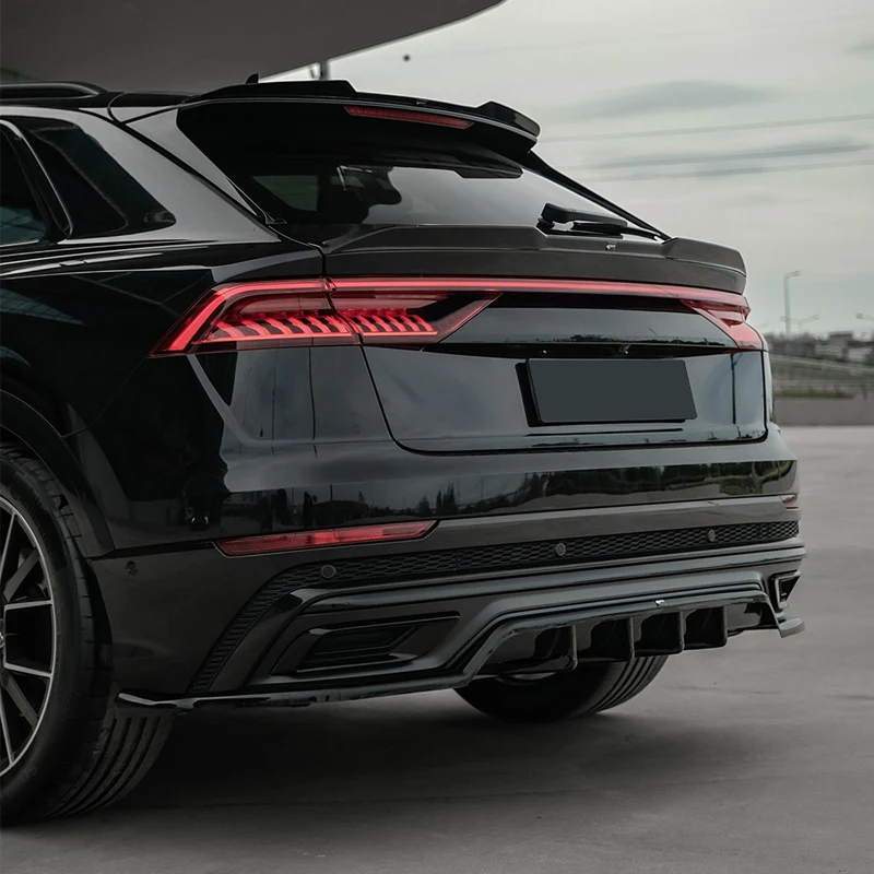 OneWay, Bagkofanger Skirt - Passer til Audi Q8 S-Line MK1 2018-2023 - Glossy Sort