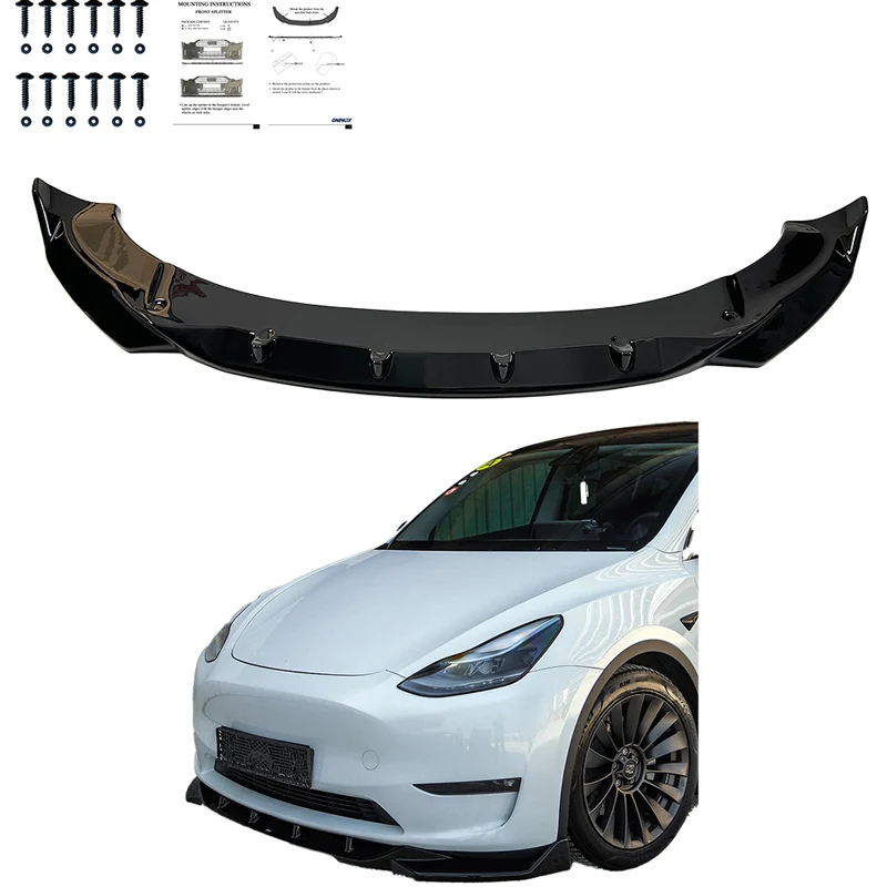 Oneway Front spoiler suitable Tesla Model Y 2019-2025 - Gloss black