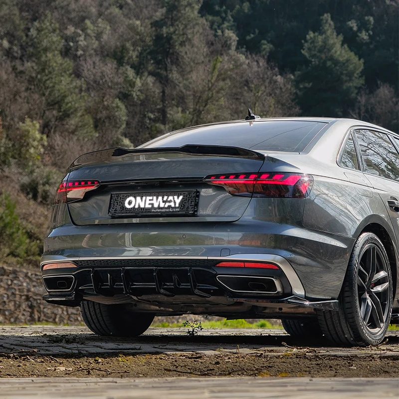 Oneway Rear Diffuser suitable Audi A4 (B9) Sedan/Avant S4/S-Line Facelift 2019-2024 - Gloss black