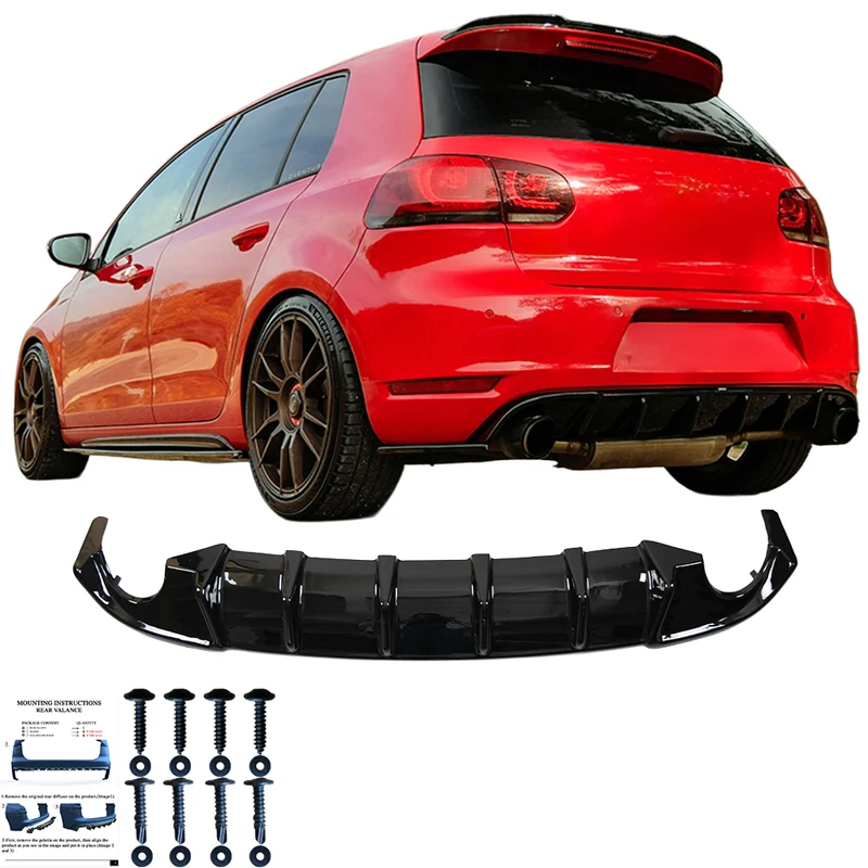 Oneway Rear Diffuser suitable Volkswagen Golf VI GTi/GTD 2008-2012 - Gloss black