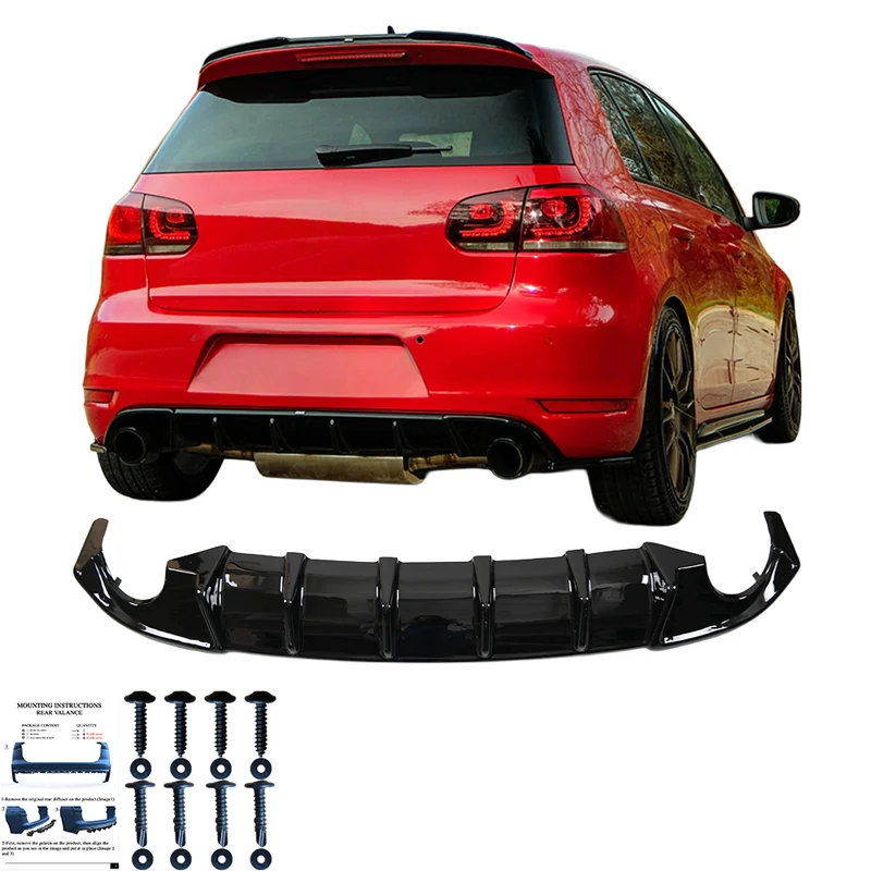Oneway Rear Diffuser suitable Volkswagen Golf VI GTi/GTD 2008-2012 - Gloss black