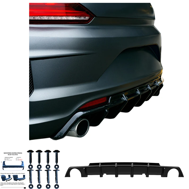 Oneway Rear Diffuser suitable Volkswagen Scirocco R Facelift 2014-2017 - Gloss black