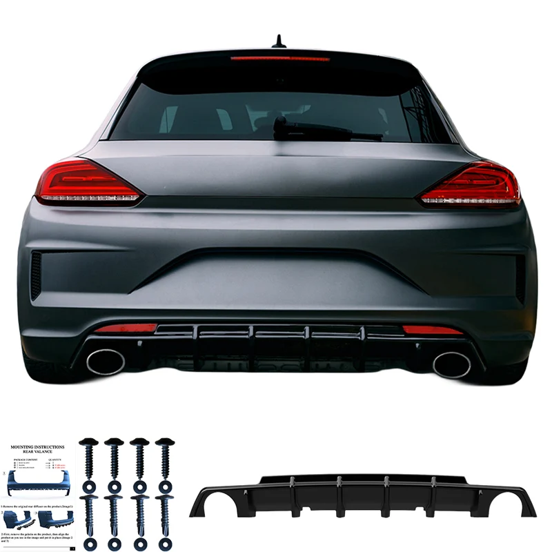 Oneway Rear Diffuser suitable Volkswagen Scirocco R Facelift 2014-2017 - Gloss black