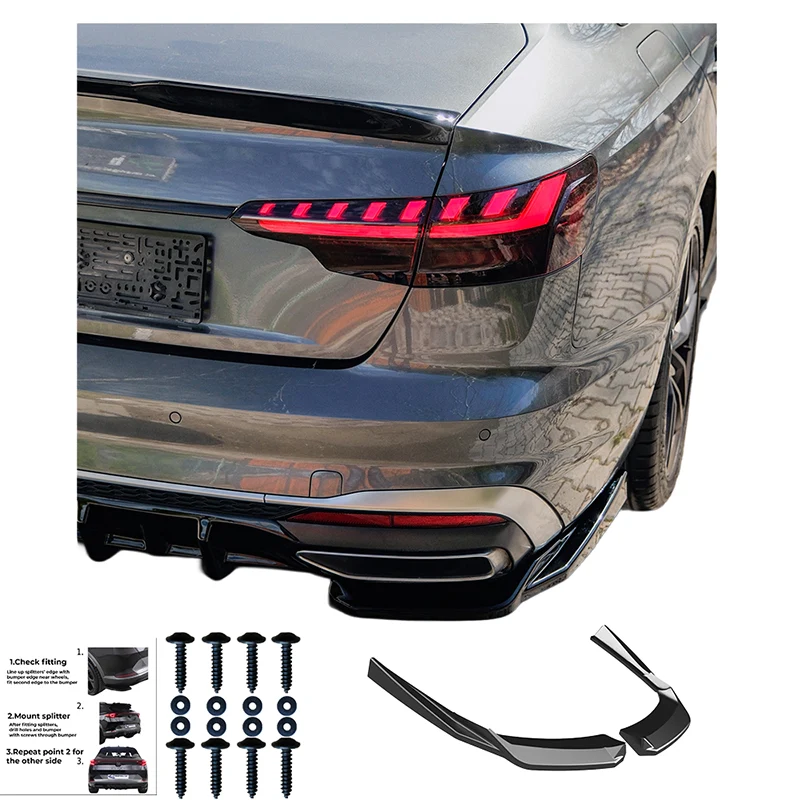 Oneway Rear Side Diffusors suitable Audi A4 (B9) Sedan/Avant S4/S-Line Facelift 2019-2024 - Gloss black