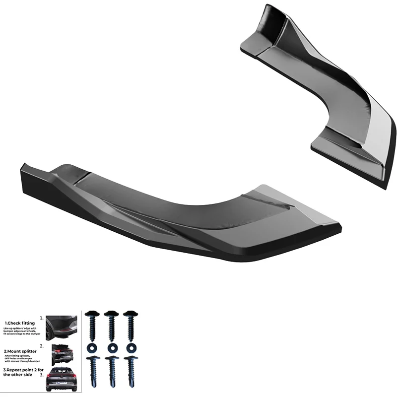 Oneway Rear Side Diffusors suitable Volkswagen Tayron (R41) 2024- - Gloss black