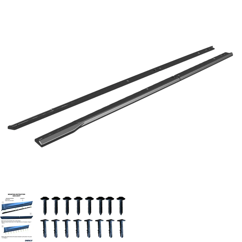 OneWay, Sideskørter, Glanssort, Passer til Volkswagen Transporter T7 & Ford Transit Custom - 4 dele
