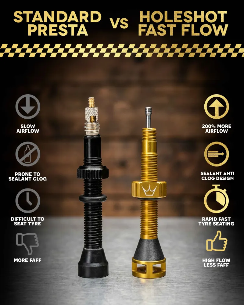 PEATY'S HOLESHOT FAST FLOW 60 mm slanglösa ventiler (x2) Svart