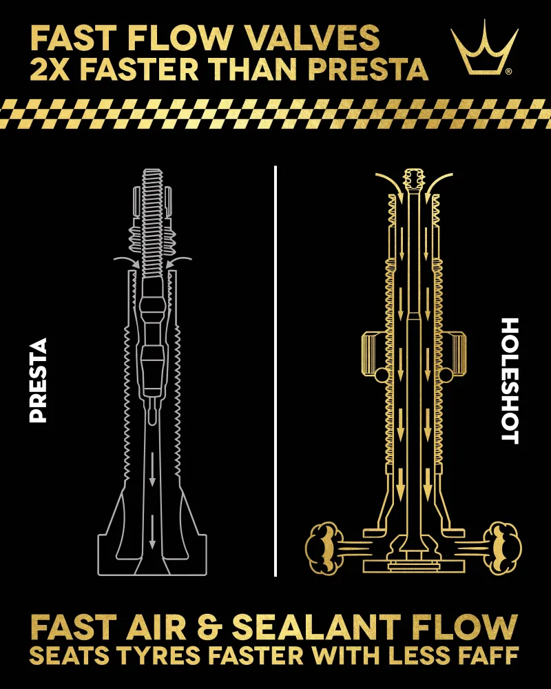 PEATY'S HOLESHOT FAST FLOW 60 mm slanglösa ventiler (x2) Petroleum