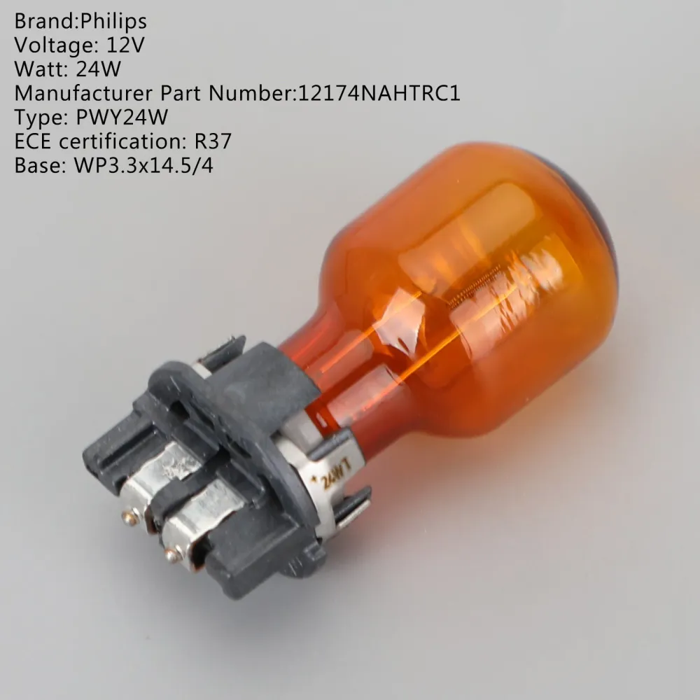 För Philips 12174NAHTRC1 standardhjälplampor för bilar PWY24W 12V24W WP3.3x14.5/4 Generic