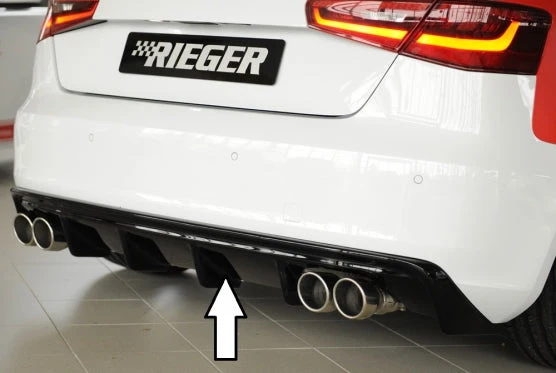 Rieger bakre diffusorinsats (S3) Audi A3 8V Sportback - Högblank svart