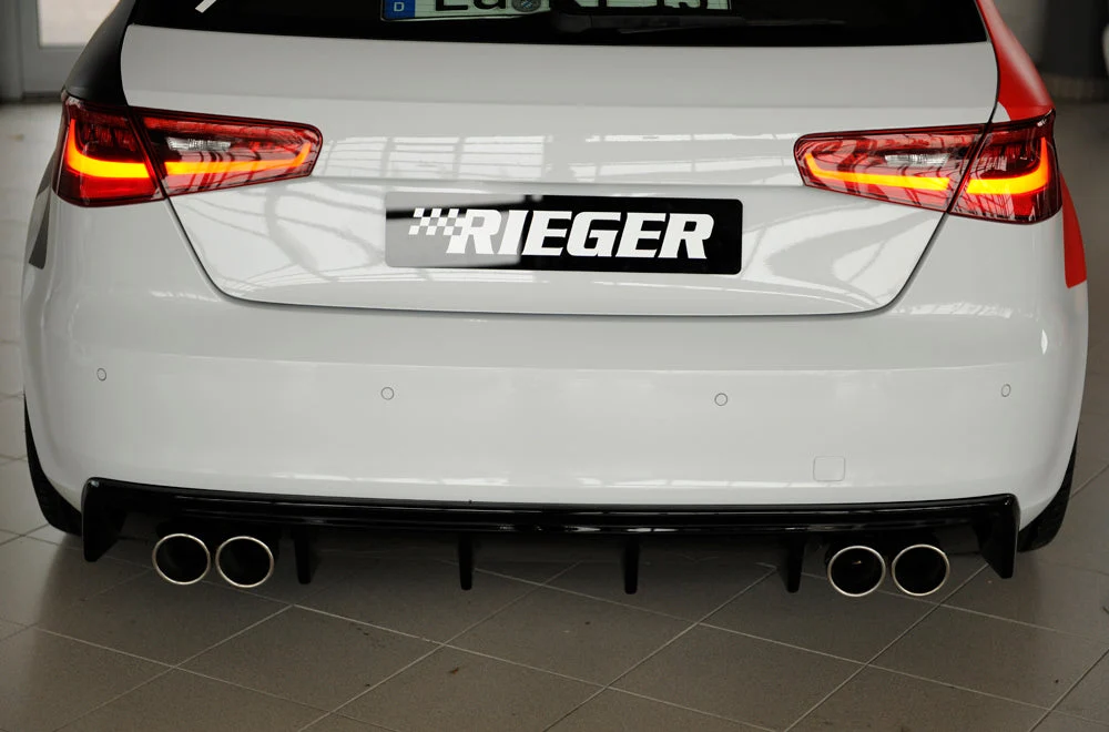 Rieger bakre diffusorinsats (S3) Audi A3 8V Sportback - Högblank svart