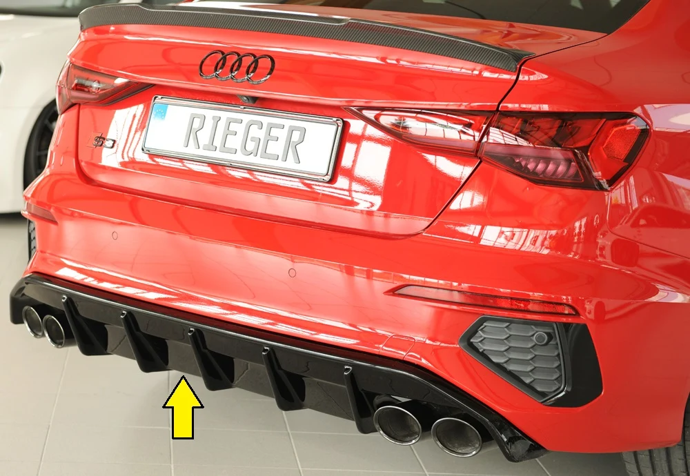 Rieger Diffusor Audi S3, A3 S-Line 8Y 2020+ - Högblank Svart