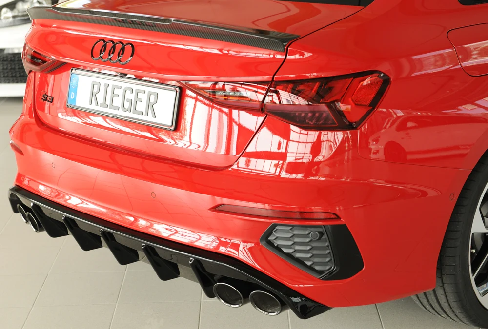 Rieger Diffusor Audi S3, A3 S-Line 8Y 2020+ - Högblank Svart