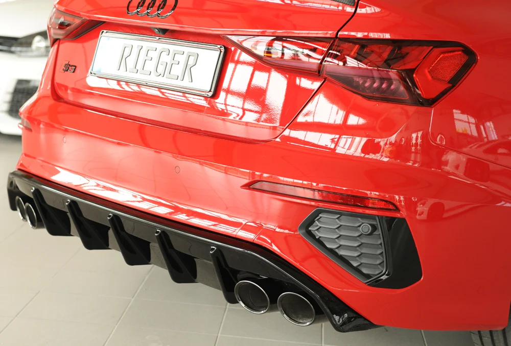Rieger Diffusor Audi S3, A3 S-Line 8Y 2020+ - Högblank Svart