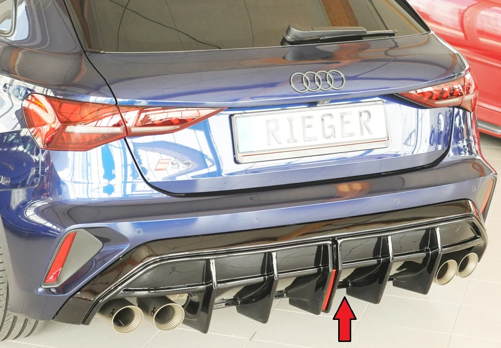 Rieger Diffusor Audi S3, A3 S-Line 8Y 2024+ - Högblank Svart