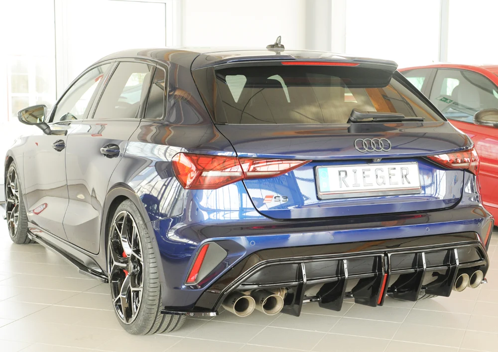 Rieger Diffusor Audi S3, A3 S-Line 8Y 2024+ - Högblank Svart