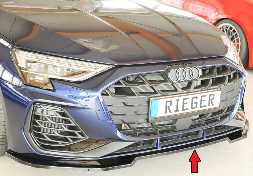 Rieger Frontsplitter Audi S3, A3 S-Line 8Y 2024+ - Högblank Svart