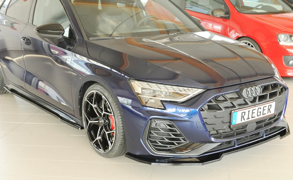 Rieger Frontsplitter Audi S3, A3 S-Line 8Y 2024+ - Högblank Svart