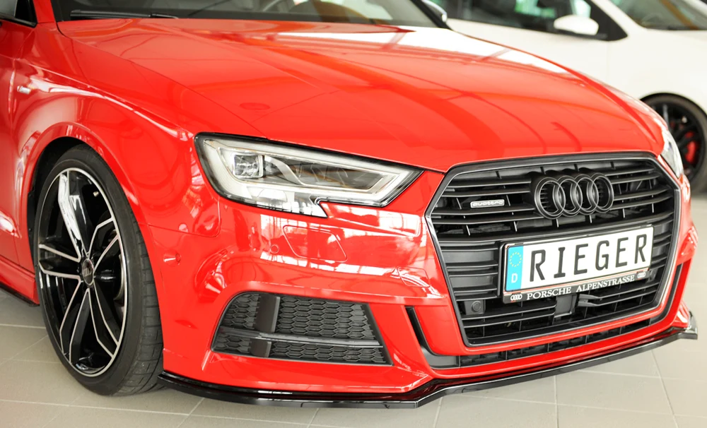 Rieger Frontsplitter Audi S3, A3 S-Line 8V.2 - Högblank Svart