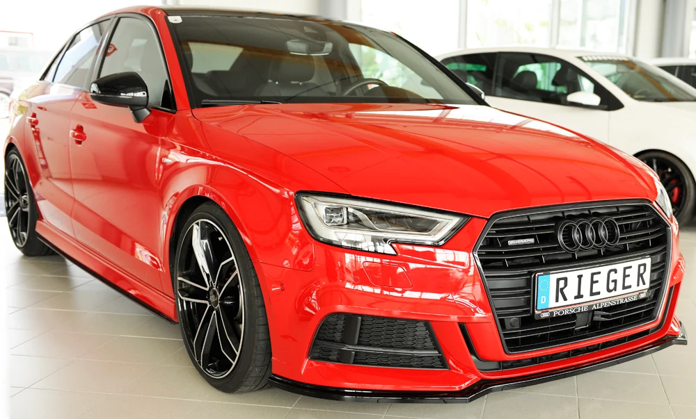 Rieger Frontsplitter Audi S3, A3 S-Line 8V.2 - Högblank Svart