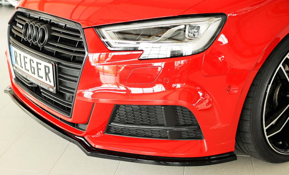 Rieger Frontsplitter Audi S3, A3 S-Line 8V.2 - Högblank Svart