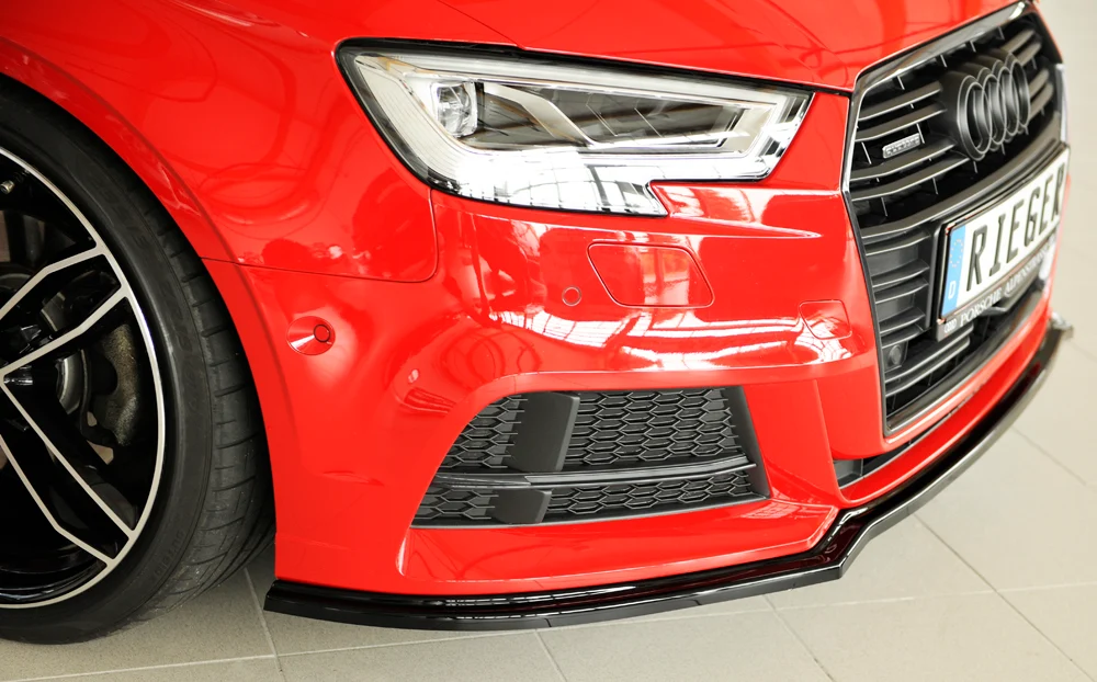 Rieger Frontsplitter Audi S3, A3 S-Line 8V.2 - Högblank Svart