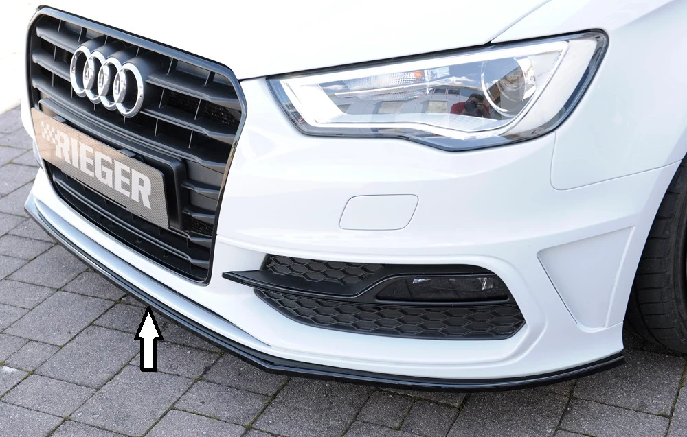 Rieger Frontsplitter Audi S3, A3 S-Line 8V - Högblank Svart