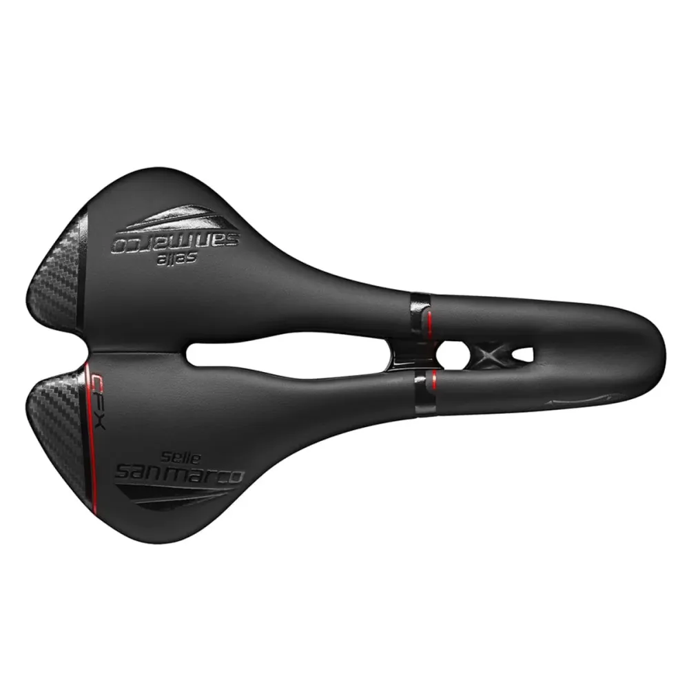 Sadel SAN MARCO ASPIDE CARBON FX OPEN FIT WIDE Carbon Rails Svart