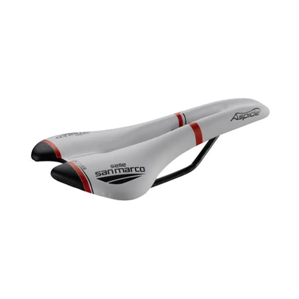 Sadel SAN MARCO ASPIDE RACING OPEN FIT NARROW Rails Xsilite Vit/Svart/Röd