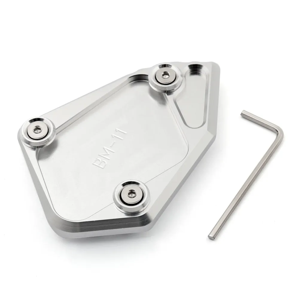 Sidokickstand Stand Plate Pad för BMW R1200GS 08-12 Adventure 2008-2014 Silver