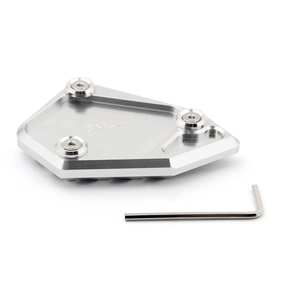 Sidokickstand Stand Plate Pad för BMW R1200GS 08-12 Adventure 2008-2014 Silver